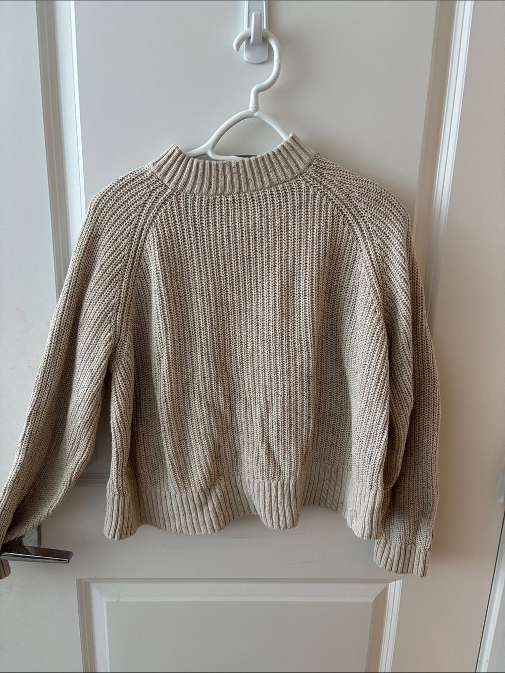 Cotton Cream and Flecked Multicolour Crewneck Sweater